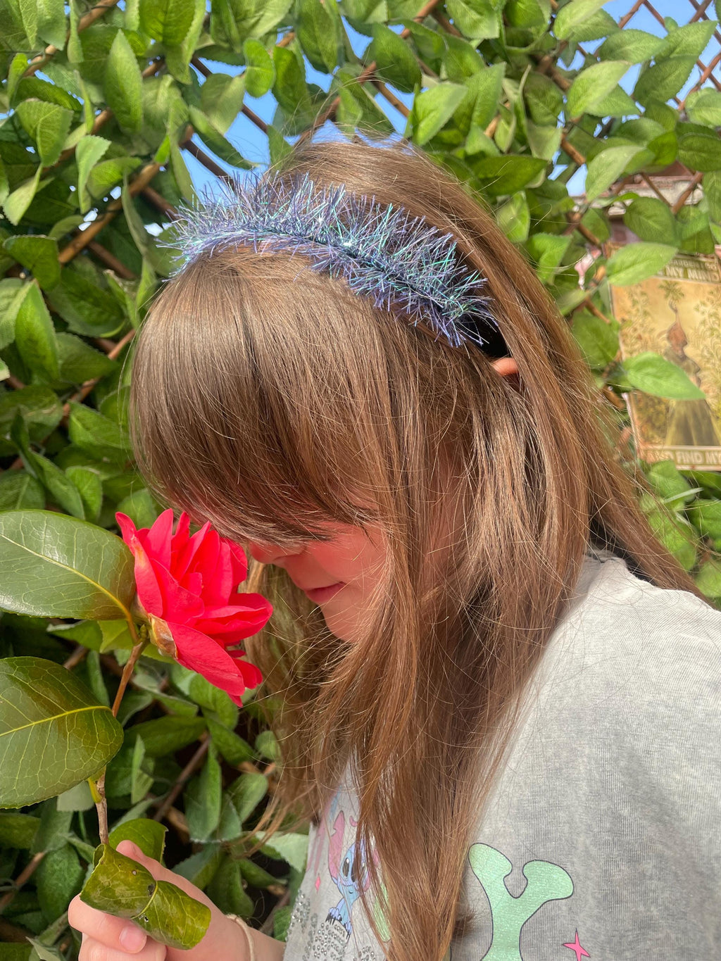 Tinsel hairbands. Tinsel headbands. Sparkle headbands. Blue headband.