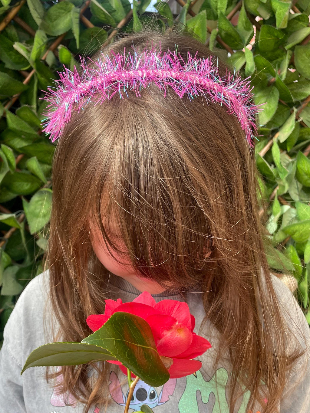 Tinsel hairbands. Tinsel headbands. Sparkle headbands. Pink headband.