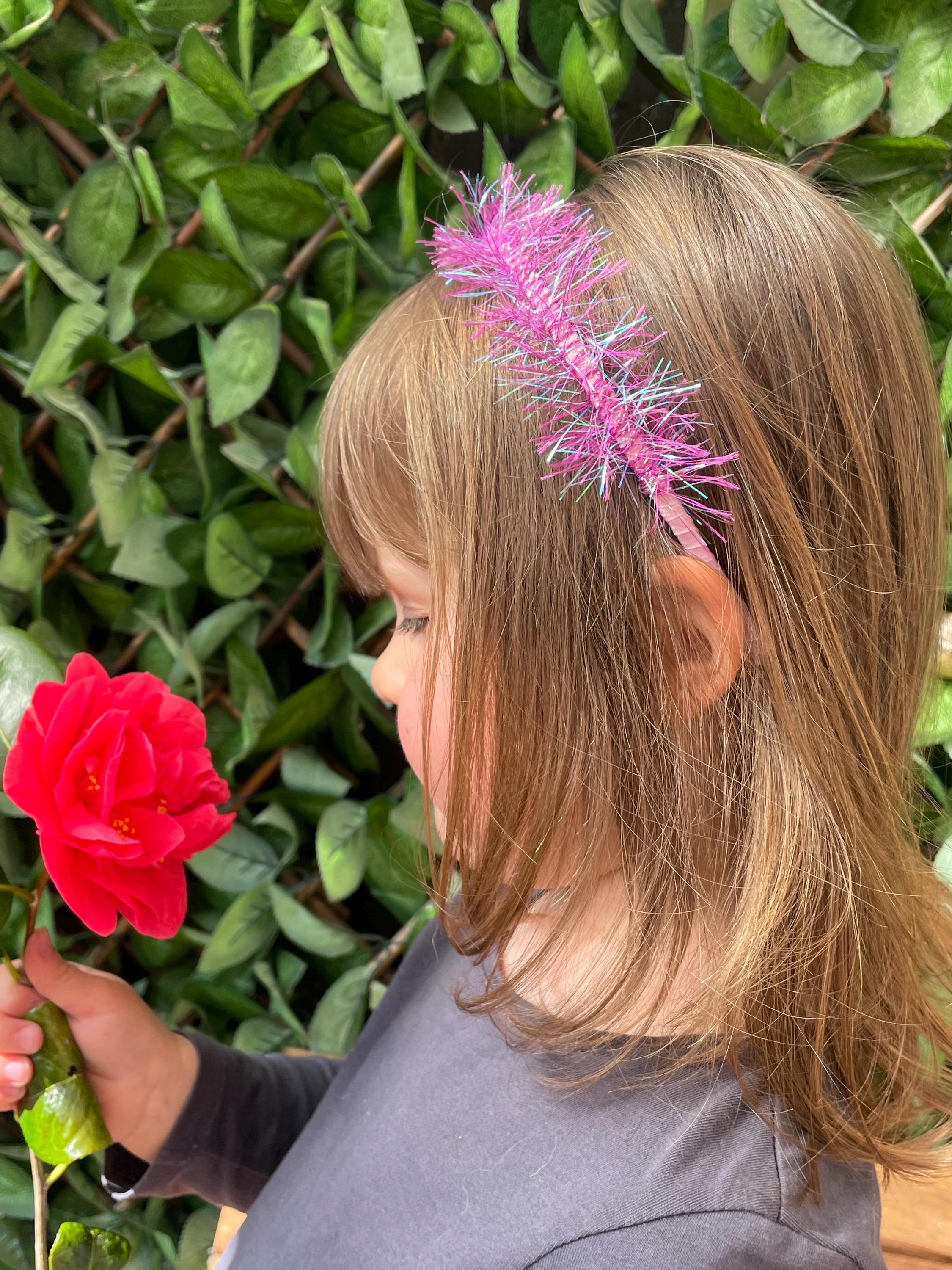 Tinsel hairbands. Tinsel headbands. Sparkle headbands. Pink headband.