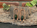Dangle copper wire earrings. Chandelier earrings. Green and copper earrings. Delicate earrings. Green earrings.