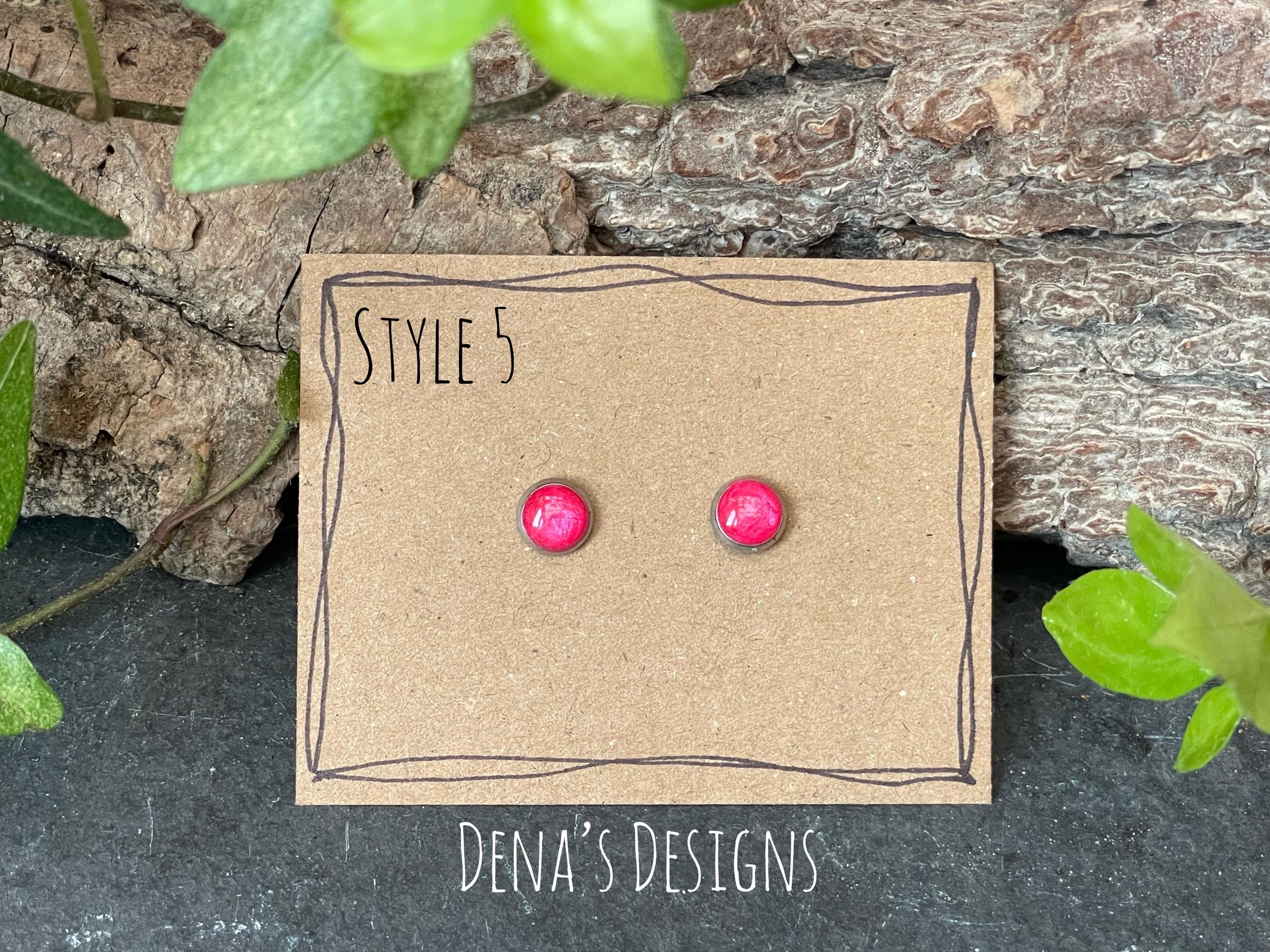 Coloured stud earrings. Stainless steel earrings.
