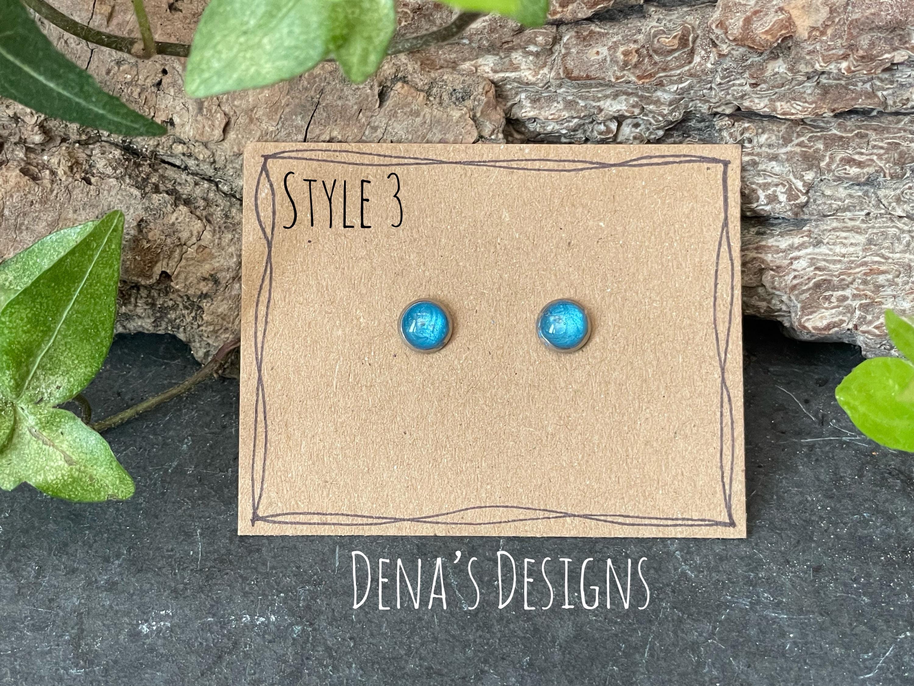 Coloured stud earrings. Stainless steel earrings.