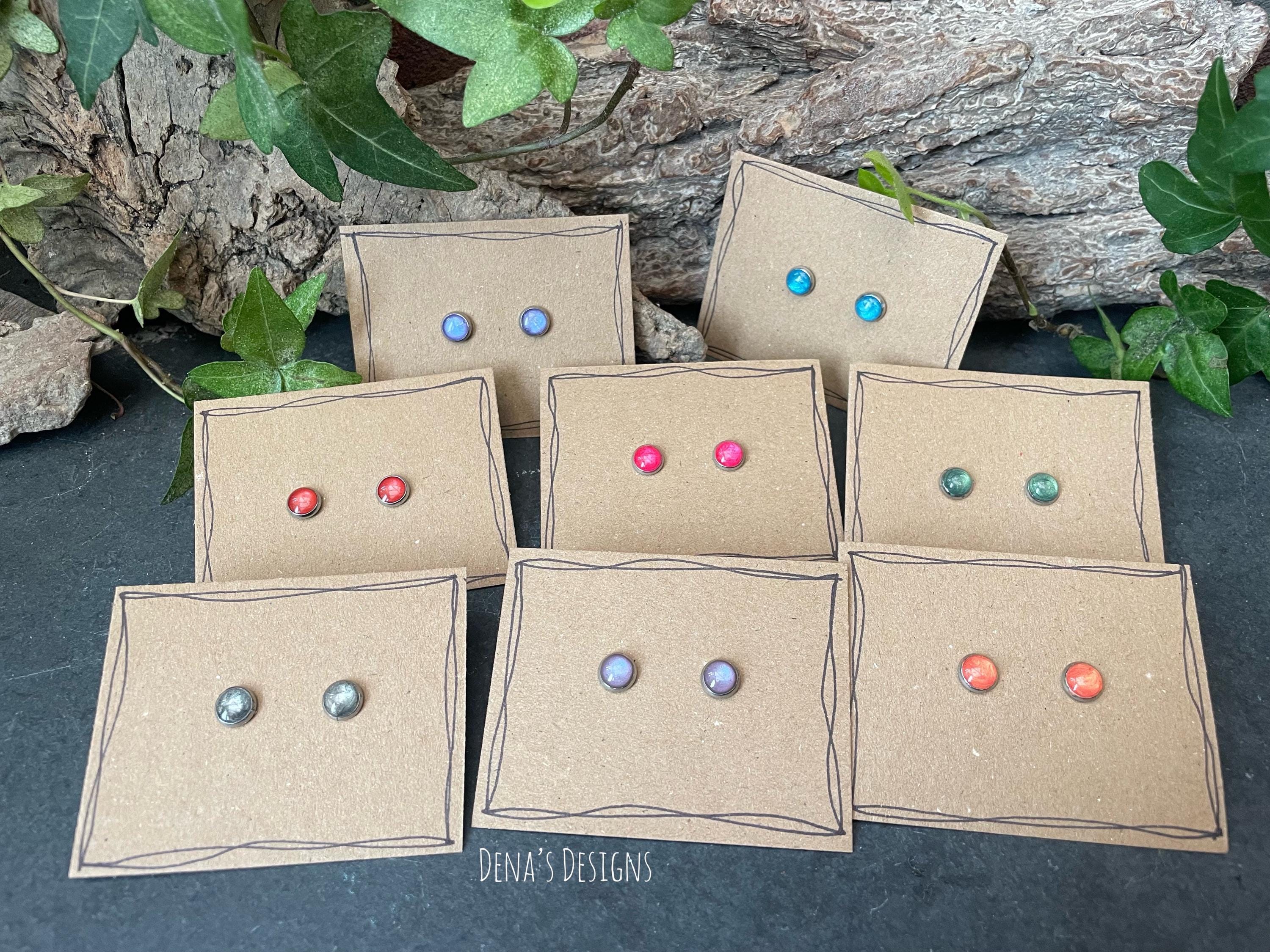 Coloured stud earrings. Stainless steel earrings.