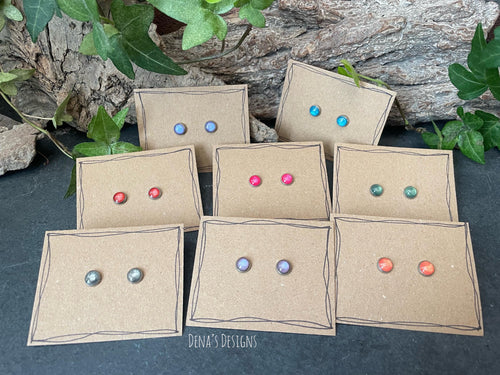 Coloured stud earrings. Stainless steel earrings.