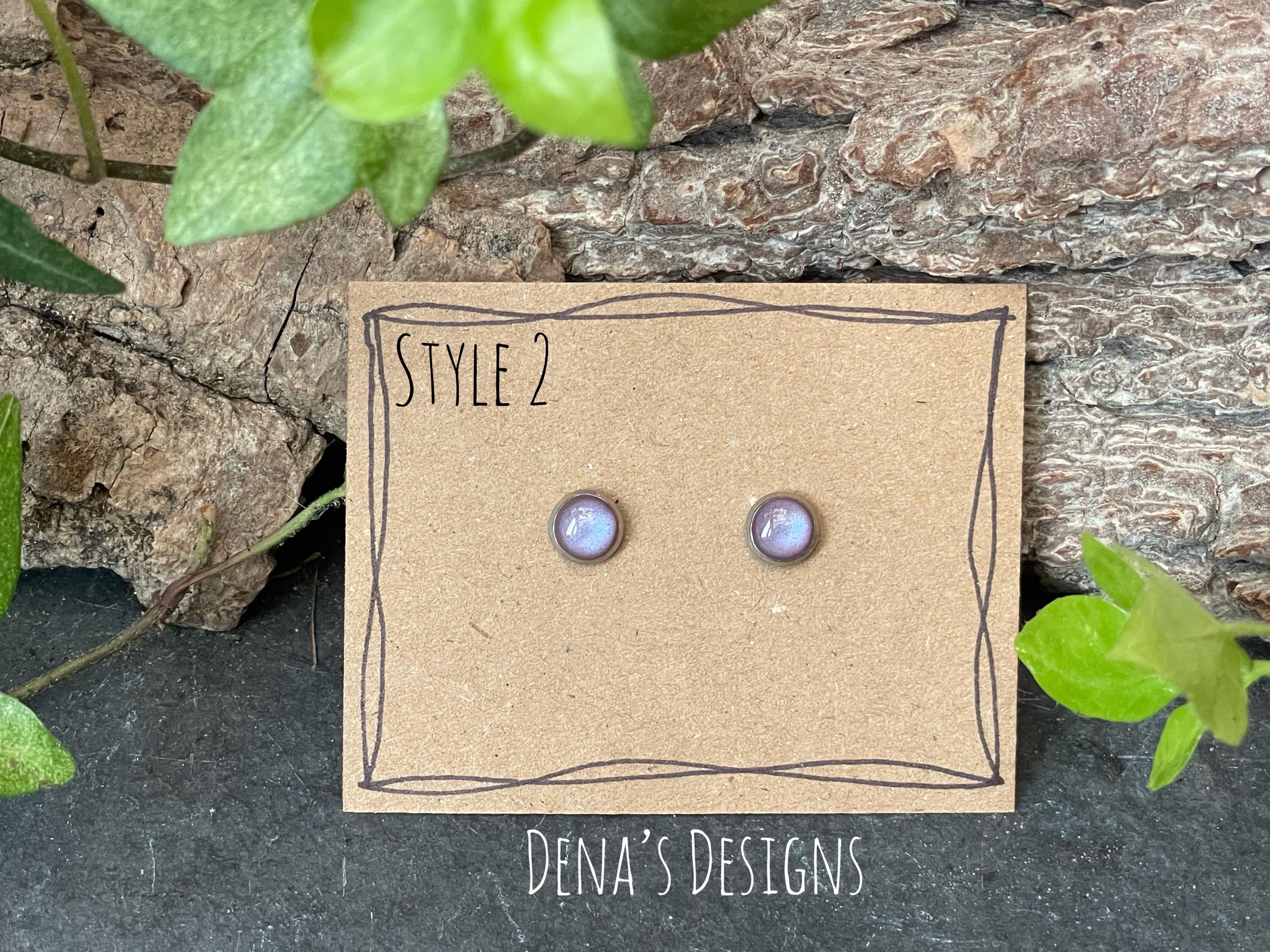 Coloured stud earrings. Stainless steel earrings.