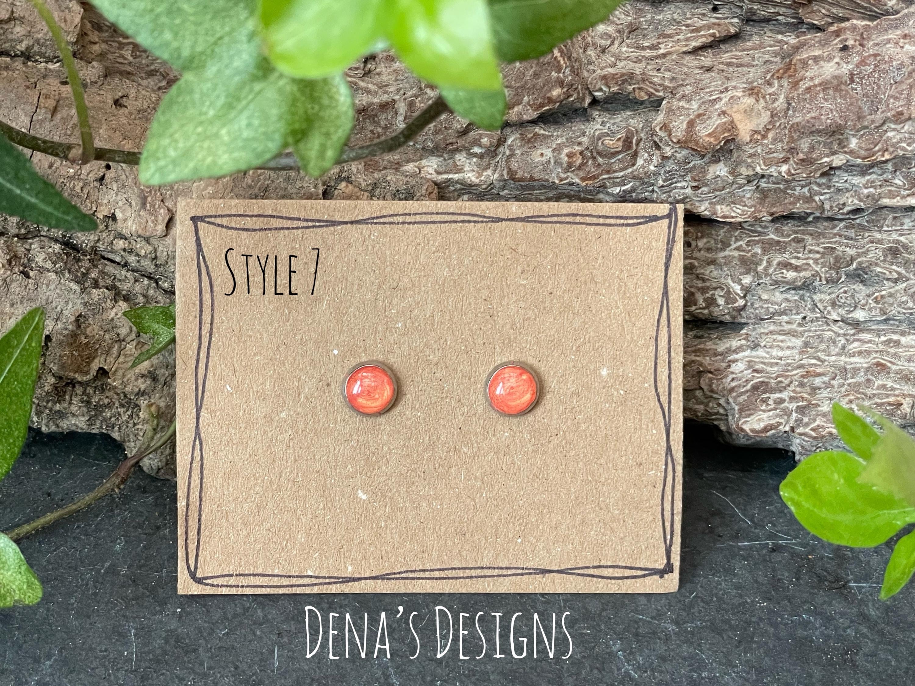 Coloured stud earrings. Stainless steel earrings.