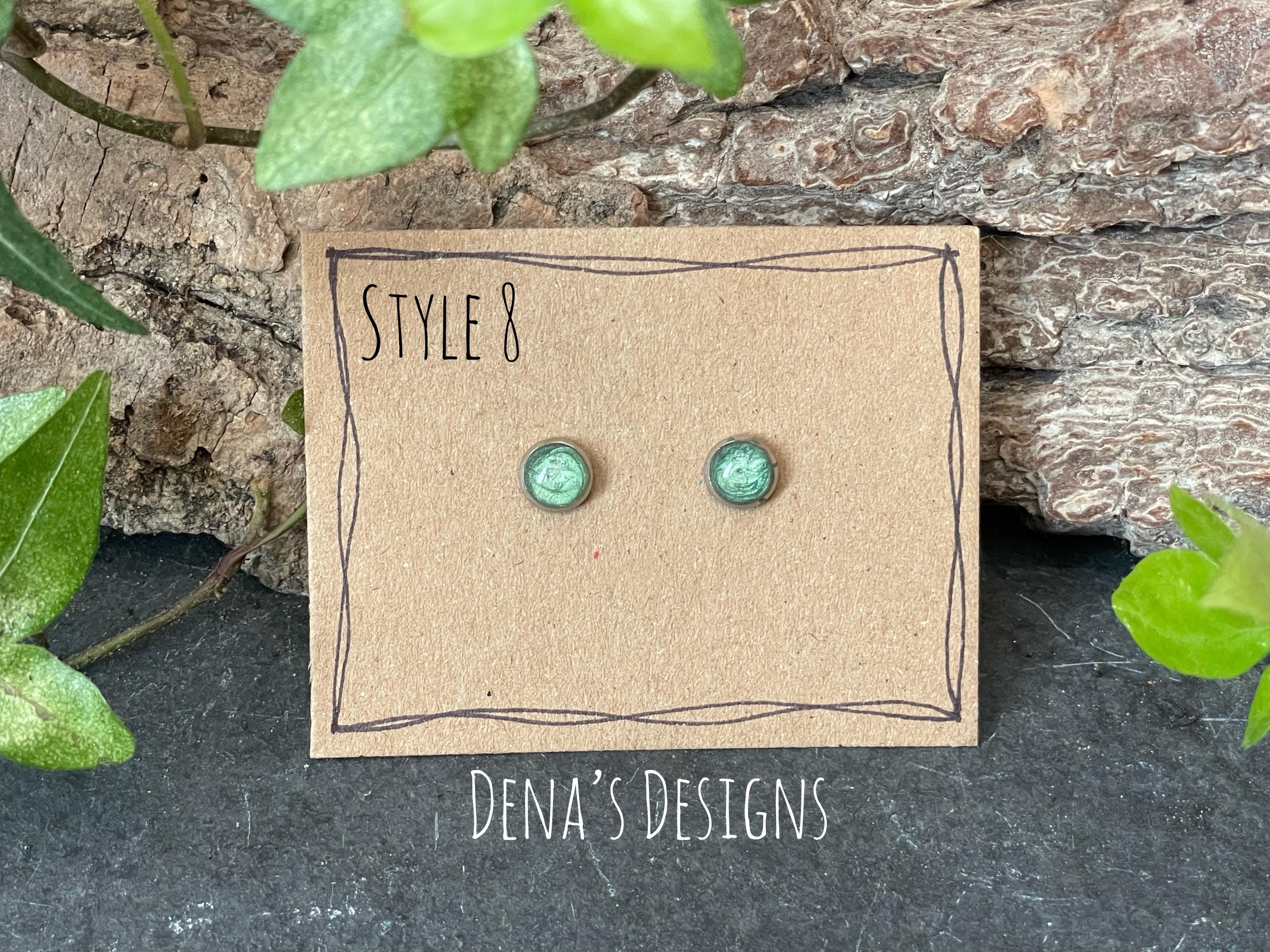 Coloured stud earrings. Stainless steel earrings.